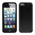 Wholesale Apple iPhone 5 5S Double Layer Case (Black-Black)
